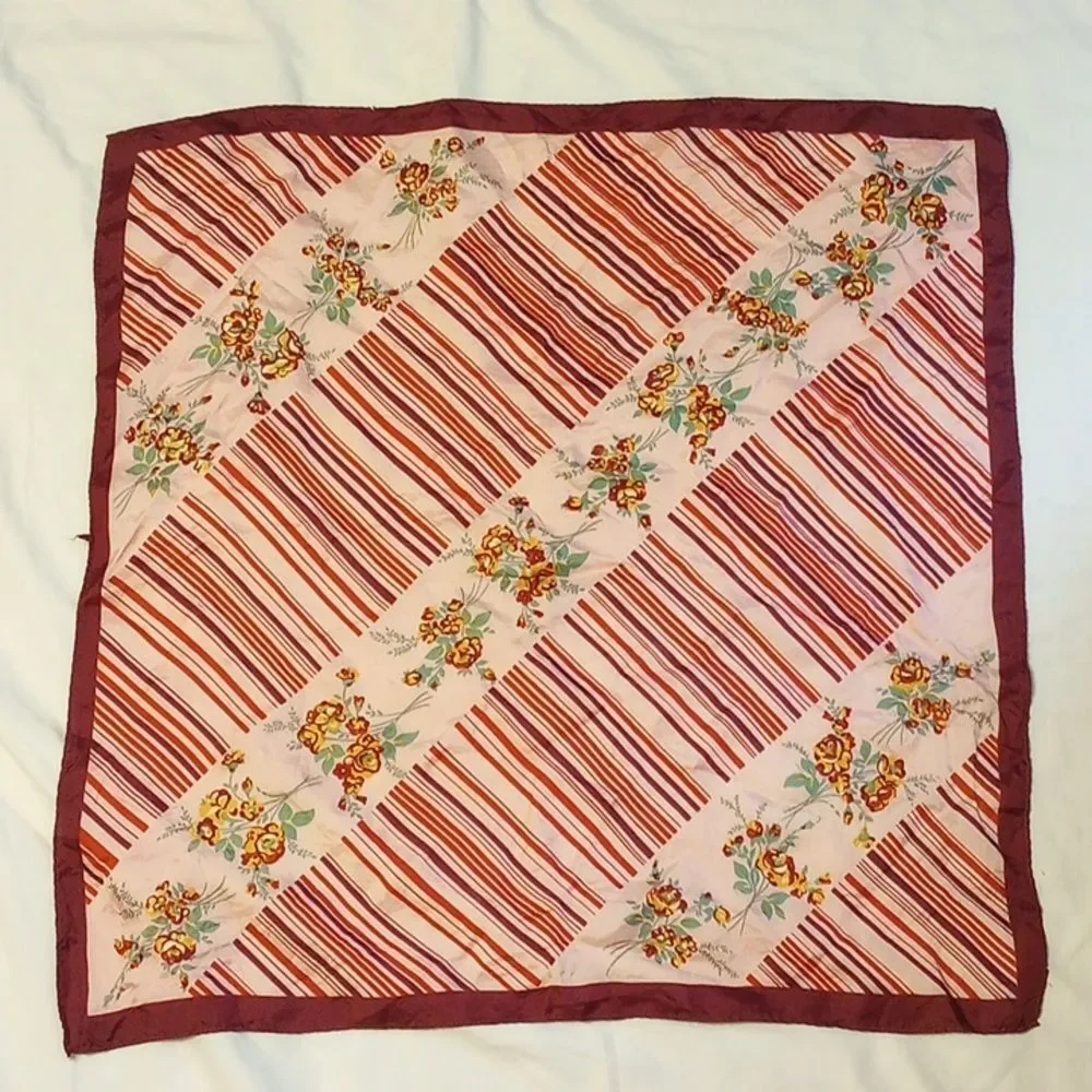 Vintage Pink Floral Square Scarf